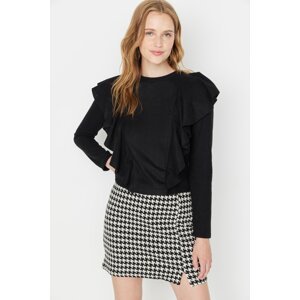 Trendyol Black Frill Detailed Thessaloniki Basic Knitted Blouse