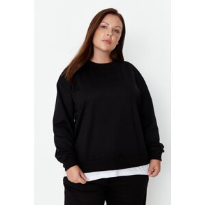 Trendyol Curve Black Altan T-Shirt, Thick Knitted With a Bullet Look.