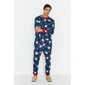 Trendyol Navy Blue Men's Regular Fit Knitted Pajamas Set Family Combo