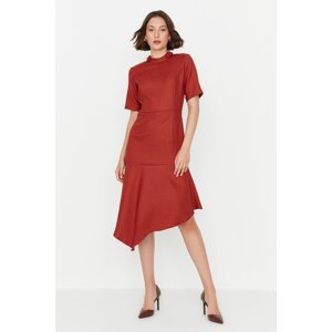Trendyol Red Belted Asymmetric Woven Dress