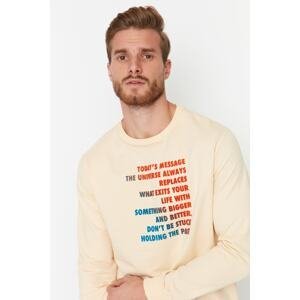 Trendyol Stone Men's Regular/Normal Fit Crewneck Long Sleeved Sweatshirt