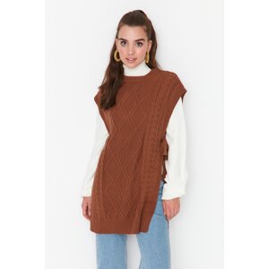 Trendyol Tie Waist Brown Hairstyle Knitwear Sweater