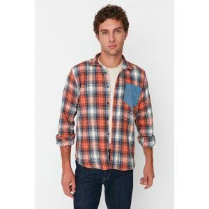 Trendyol Orange Men's Regular Fit Plaid Shirt