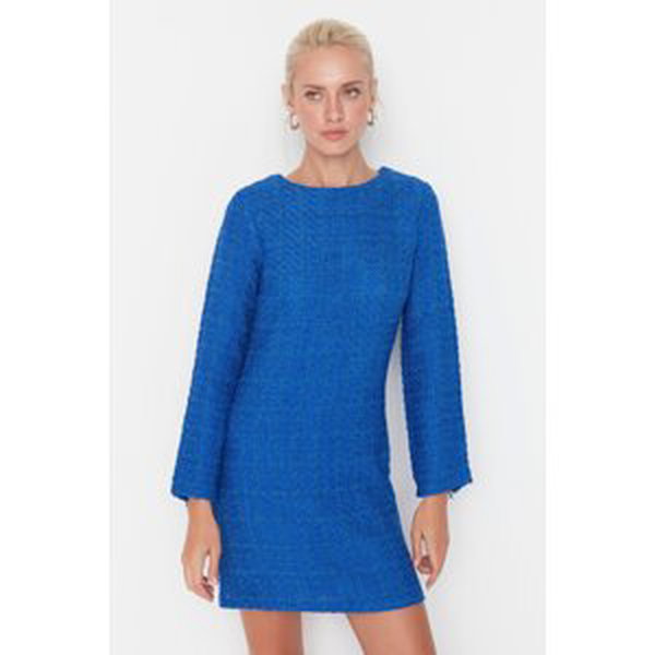 Trendyol Blue Tweed Woven Dress