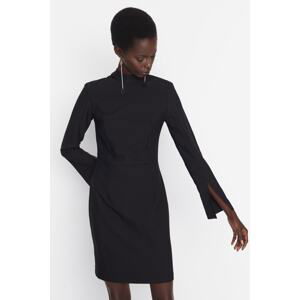 Trendyol Black Mini Fitted Sleeves Woven Dress with Slit