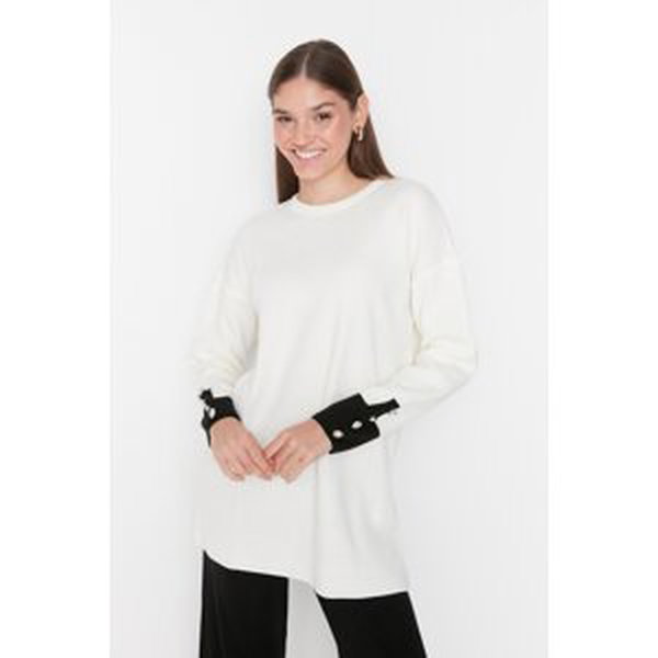 Trendyol Black Button Detailed Knitwear Sweater Jumper