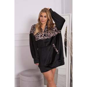 Velurové šaty s leopardím vzorem černé