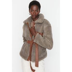 Trendyol Mink Oversize Belted Plush Coat