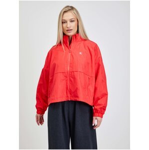 Červená dámská volná bunda s potiskem Calvin Klein Jeans - Dámské