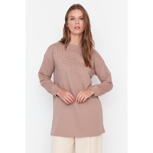 Trendyol Mink Sequin Knitted Tunic