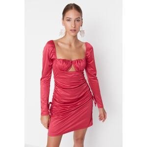 Trendyol Fuchsia Evening Dress With Drape Detailed Satin