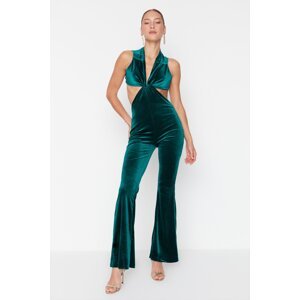 Trendyol Emerald Velvet Knot Detailed Jumpsuit