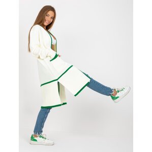 Ecru-zelený oversize cardigan s kapsami RUE PARIS