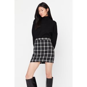 Trendyol Black Checkered Patterned Mini Woven Skirt
