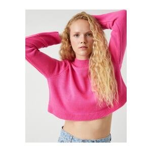 Koton High Neck Crop Knitwear Sweater Cashmere Textured