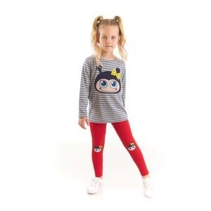 Denokids Ladybug Girl's Gray T-shirt with Red Leggings Suit