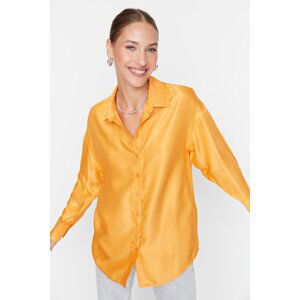 Trendyol Orange Basic Oversize Woven Satin Shirt