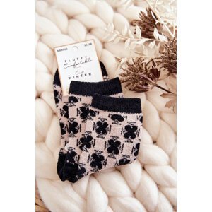 Dámské teplé ponožky s vzory béžove a černe