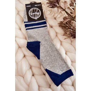 Dámské dvoubarevné ponožky s pruhy šedo-námořnickými