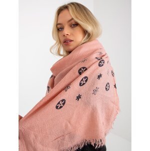 Prachově růžový dámský šátek s potiskem