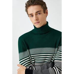 Koton Basic Knitwear Sweater Turtleneck Color Block Slim Fit