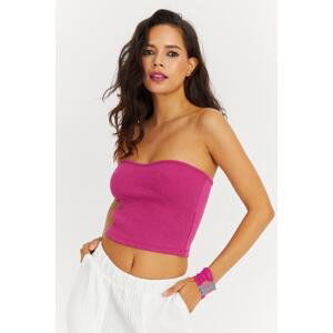 Cool & Sexy Women's Pink Sweetheart Crop Blouse Y2452