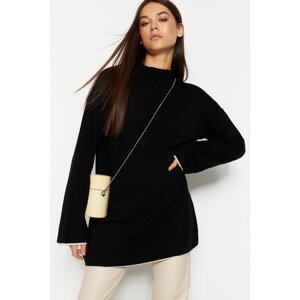 Trendyol Black Stand-Up Collar Knitwear Sweater with Spanish Sleeves