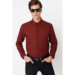 Trendyol Claret Red Men's Slim Fit Textured Easy-to-Iron Shirt