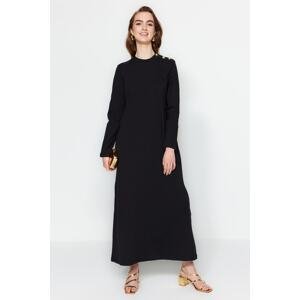 Trendyol Black Knitted Dress With Button Detail On The Shoulder