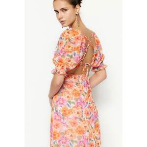 Trendyol Multi-colored A-Line Mini Weaving Open Back Floral Dress