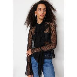 Trendyol Black Flounce Lace Blouse