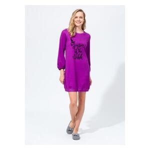 Dagi Purple Crew Neck Witch Print Women's Nightgown