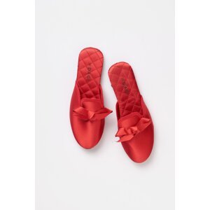 Dagi Women's Red Satin Slippers with a Ribbon