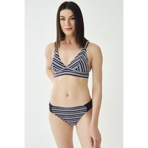 Dagi Navy Blue Striped Triangle Bikini Set