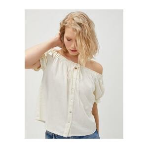 Koton Off-the-Shoulder Shirt with Linen Blend