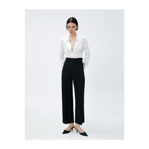 Koton Wide Leg Fabric Trousers with Belt Detail