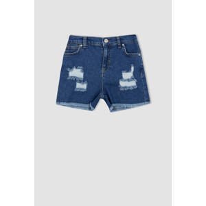 DEFACTO Girl's Mom Fit Ripped Detailed Shorts