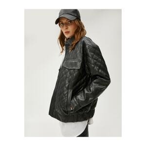 Koton Leather Look Quilted Jacket