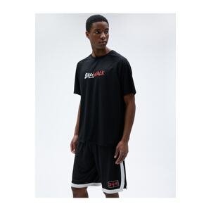 Koton Oversized Sports Shorts with Elastic Waist Basketball Print.