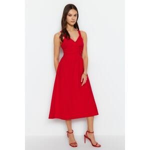 Trendyol Red Gathered Woven Dress