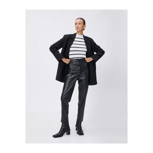 Koton Leather-Look Trousers. Normal Waist, Skinny Legs.