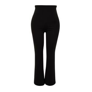 Trendyol Curve Black Flare High Waist Knitted Trousers with Side Slits