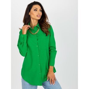 Zelená oversize košile na knoflíky s límečkem