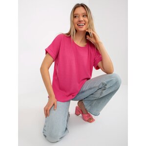 Bavlněná oversized halenka s fuchsiovými žebry