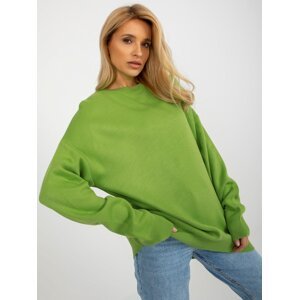 Světle zelený oversize svetr s přidanou vlnou