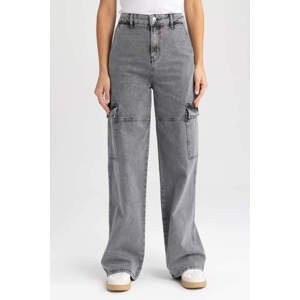 DEFACTO Straight Fit Cargo Jean Long Trousers