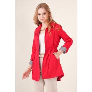 Bigdart 10322 Trench Coat with Pleated Waist - Red