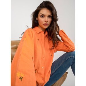 Oranžová oversize košile s límečkem