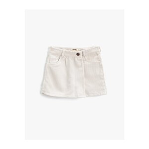 Koton Mini Shorts Skirt Corduroy Double Breasted With Pocket