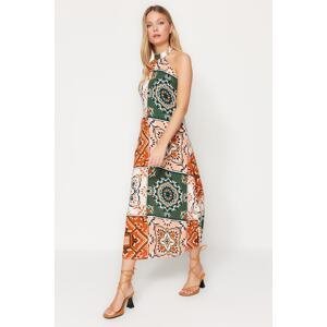 Trendyol Multicolored Straight-cut Midi Woven Halterneck Patterned Dress